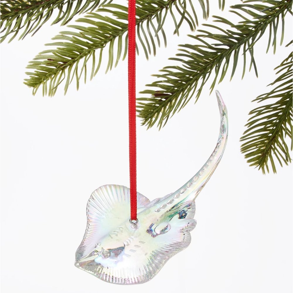 Holiday Lane Seaside Modern Iridescent Plastic Stingray Ornament